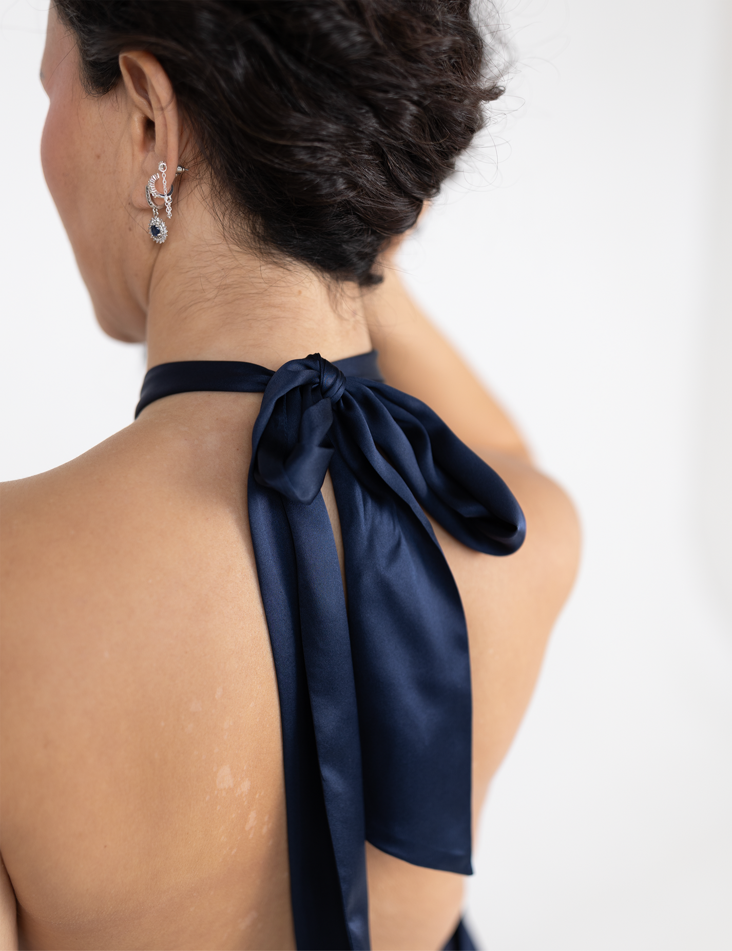 Sleek Crepe Satin Top with Unique Neckline #101-17